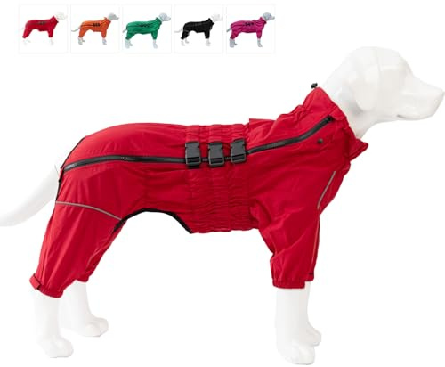 Dogs Waterproof Jacket, Lightweight Waterproof Jacket Reflective Safety Dog Raincoat Windproof Snow-proof Dog Vest for Small Medium Large Dogs Red 4XL