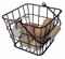 Large Square Wire Egg Basket in Black with Blue Wooden Heart - Country Kitchen - Rustic Vintage Style for up to 24 Eggs, 16 x 16 cm