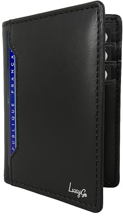 LuxyGo Portefeuille Homme en Cuir Véritable – Porte-Cartes Compact Anti-Piratage RFID – Protection Cartes Bancaires sans Contact – Carte Identité Française et Permis de Conduire – 11 Emplacements