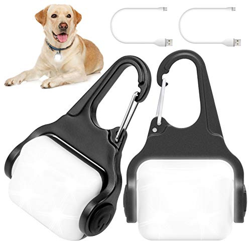 Dog Lights for Night Walking, Clip on Dog Collar Light - 3 Modes, USB-C Rechargeable, IP65 Waterproof, LED Safety Light for Running, Camping, Climbing, Bike - 2 Packs