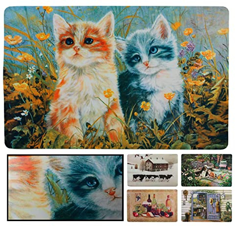 LUCA HOME - Alfombrilla acrílica con Base Antideslizante, Felpudo 51x75 Gatitos con impresión Muy Realista, Felpudo para Interior de casa y decoración