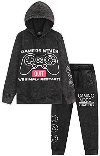 CityComfort Jogginganzug Kinder Jungen, Gaming Trainingsanzug Set Mit Jogginghose und Hoodie, 110-176 (7-8 Jahre, Anthrazit)