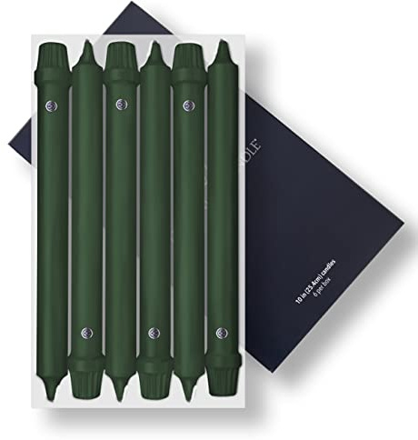 Colonial Candle Unscented Taper Candle, Classic Collection, Evergreen, 10 in, Pack of 6 Candlesticks - Up to 8 Hours Burn