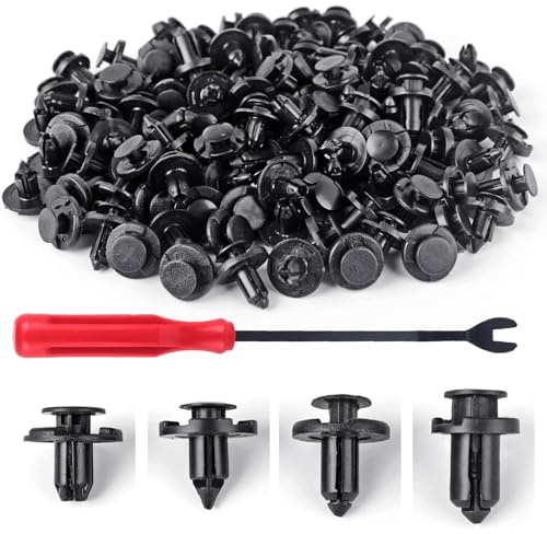 UNIGT Push Type Retainer Fender Liner Clips Compatible with Nissan/Infiniti Front Bumper Plastic Fasteners Replace 01553-05323, 01553-09321, 01553-09241, 11296-AG000 Radiator Rivets - 121pcs with Tool