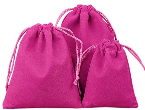 6 bolsas de terciopelo para joyas, pequeñas bolsas de tela con cordón, bolsa de terciopelo para rellenar, para joyas, bodas, Navidad, cumpleaños, fiestas, regalo, 5 x 7 cm, rosa