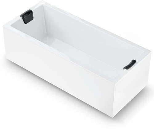 AQUADE Acryl Badewanne 170x75 Modell: Neu Ulm - Weiß Badewanne Komplettset 170x75 - Badewannen mit Wannenfüßen + Schürze + Nackenkissen