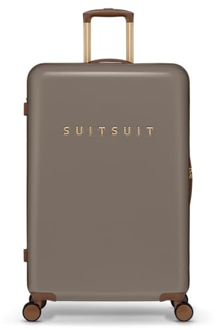 SUITSUIT Koffer Groß 76 cm - Hartschalen Reisekoffer mit Rollen - TSA-Schloss - 94 L - Fab Seventies Taupe