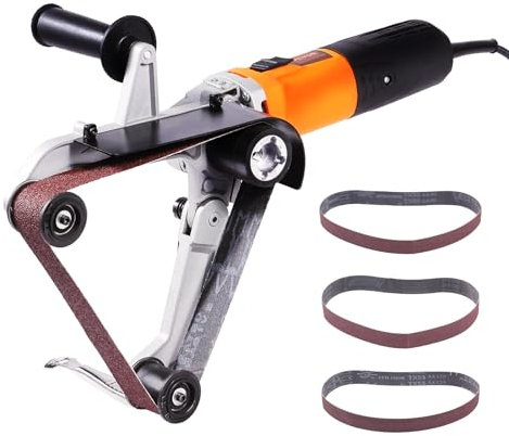 VEVOR Ponceuse à Bande, Ponceuse de Tubes Professionnelle 1300 W avec 6 Vitesses Variables 1100-3200 tr/min avec 3 Bandes Abrasives 40 x 760 mm pour Polissage, Finition, Élimination de la Rouille