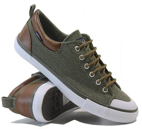 Mens Casual Black Canvas Pump Shoes - Water Resistant & Slip Resistant | Memory Foam, Comfortable Insole | Lightweight Trainers (Olive, UK Footwear Size System, Adult, Men, Numeric, Medium, 8)