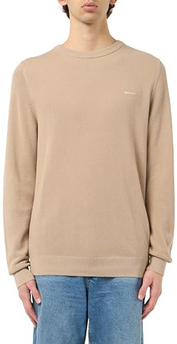 GANT Herren Cotton Pique C-Neck Pullover, Dry Sand Beige, X-Large