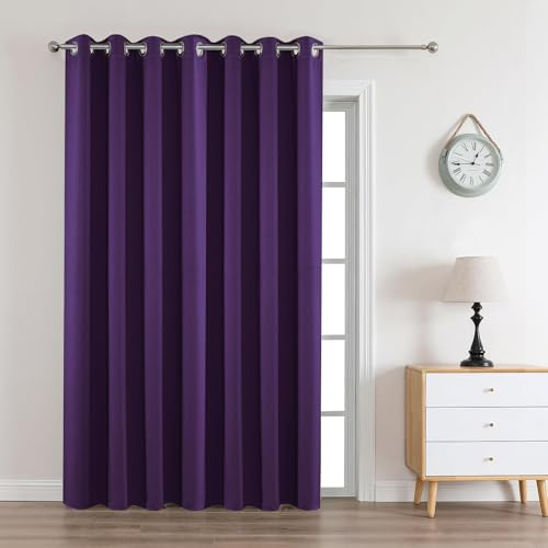 Joydeco Custom Size Dark Purple Blackout Curtain Bedroom 1 Panel, 85% Light Blocking Eyelt Thermal Insulated Window Curtain Drape for Indoor Decoration Room Darkening Privacy Protection