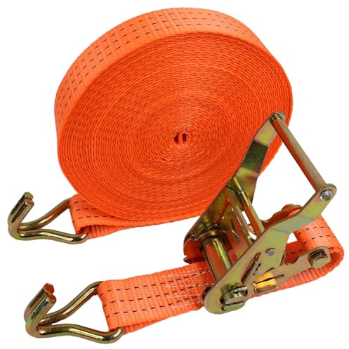 M&Catree Sangle à Cliquet avec Crochets, 38mm x 9 M Sangle d'Arrimage à Cliquet, Sangles de Serrage Charge Max. 3000 kg