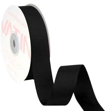 VATIN Black Grosgrain Ribbon, 25mm X 22m, Black Polyester Grosgrain Ribbon,Use for Bows DIY Hair Accessories, Gift Wrapping, Craft and Sewing | Perfect for Gift Wrapping, Wedding Decoration, Floral Bouquet, Hair Bow, DIY Craft,Christmas ribbon
