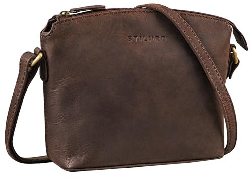STILORD 'Melinda' Elegante Ledertasche Damen Umhängetasche Klein Schultertasche für Frauen Freizeittasche Crossbody Bag Vintage Tasche Handtasche Echtleder, Farbe:muskat - braun