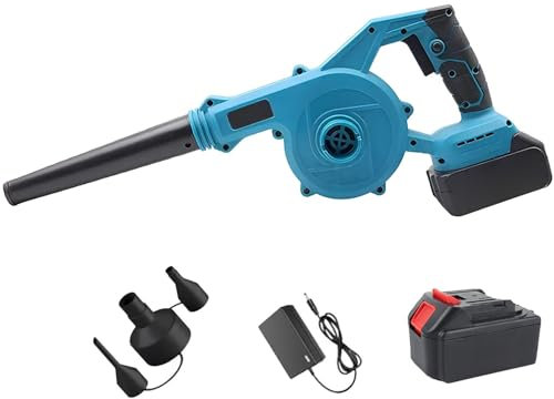 Akku Laubbläser, 18V Akku Laubsauger mit 1x 15000mAh Akku und Ladegerät, 2-in-1 Elektrischer Laubsauger, 3.6m/min, Schnurlos Akku Laubbläser für Rasenpflege, Laubblasen, 24000RPM