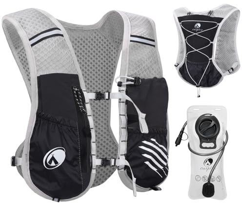 Outplea Chaleco para correr con bolsa de hidratación de 2 litros, mochila ligera de hidratación para bicicleta, hombre y mujer, reflectante, mochila de agua, para correr, maratón, correr, ciclismo