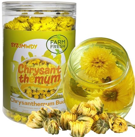 Premium Chrysanthemum Tea - 100g (3.52oz) Loose Leaf -Chinese Tea, Natural Dried Tai Ju Chrysanthemum - Non-GMO Sweet & Fresh