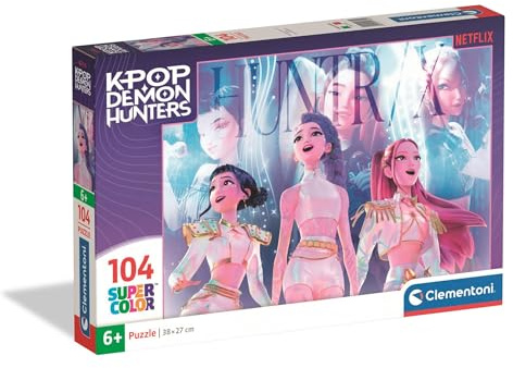 Clementoni - Puzzle per Bambini 104 Pezzi Supercolor, per Bambini 6+ Anni, Illustrazione con Personaggi della Serie K-pop Demon Hunters, Idea Regalo, Made in Italy, 38x27 cm, 21762