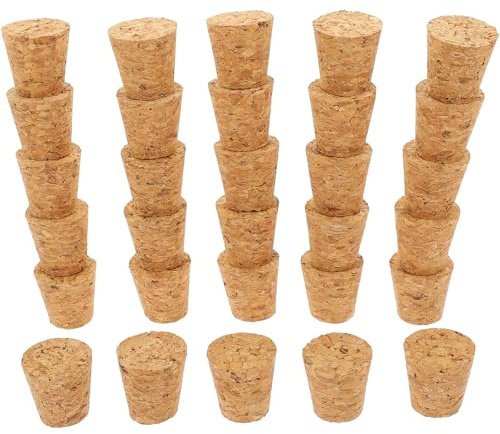 CAXUSD 30 Bouchons de Liège Coniques 20x15x20 Mm pour Bouteilles 16,5-18,5 Mm, Liège Naturel Multifonctionnel pour Vinification Maison, Loisirs Créatifs et Bouchage de Bouteilles