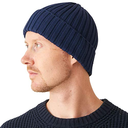 CHARM Hombres Fisherman Gorros Beanie 100% Algodón Damas Tejido Gorros Beanie Gorra Clásico Diseño Sencillo Acanalado Flojo Sombrero Marina