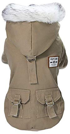 Vêtements pour Chien Manteau épaissi Hoodies vêtements de Travail Chien Uniforme Militaire armée Pull Veste en Coton pour Petit Chien Chien Moyen Chat (Marron,XXL)