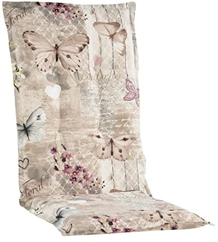 Gartenstuhlauflage - Natur - Hochlehner - mit Schmetterlingen