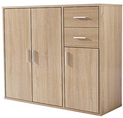 Panana Sideboard Storage Cupboard Cabinet Unit with Doors and Drawers Living Room Bedroom Furniture (Light Oak)