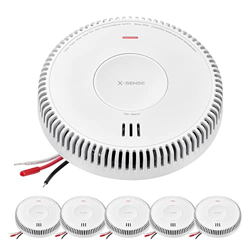 X-Sense 6 x Smoke and Carbon Monoxide Detector with Wired Combination - Networked Smoke Alarm and CO Alarm with Replaceable Backup Battery XP04