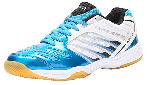 SDEQA Chaussures De Tennis De Badminton pour Hommes Chaussures De Tennis De Table Racketball Squash Volleyball Sneaker Chaussures Respirant Léger,Bleu,44 EU