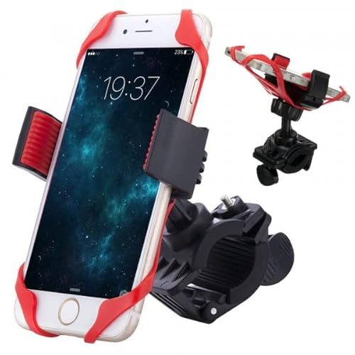 PARENCE. - Soporte de teléfono para Bicicleta/Soporte de Smartphone para Moto – Universal/con rotación de 360°/ Anti Vibraciones, Negro y Rojo
