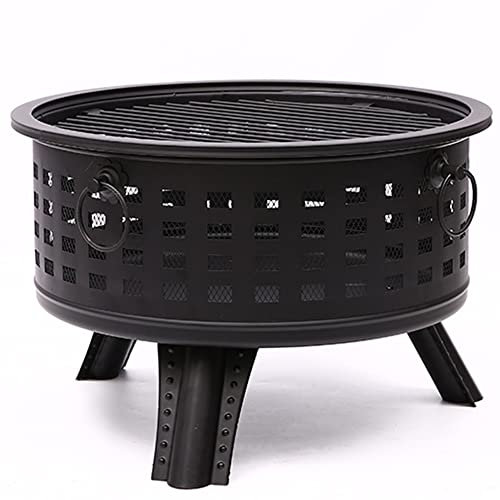 Tazón de Fuego Redondo portátil para Patio, con Pantalla de chispas y Rejilla para Troncos, póker para Patio de Camping, terraza de Picnic y Porche