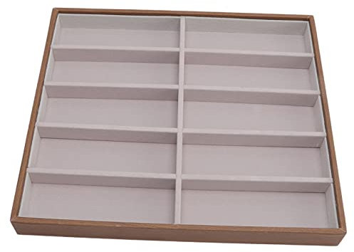 Atyhao PréSentoir de Lunettes, Plateau de PréSentation de Lunettes de éTui de Rangement de Lunettes de en Grain de Bois PU pour Magasin de Bijoux de Lunettes à la Maison (10 grilles)