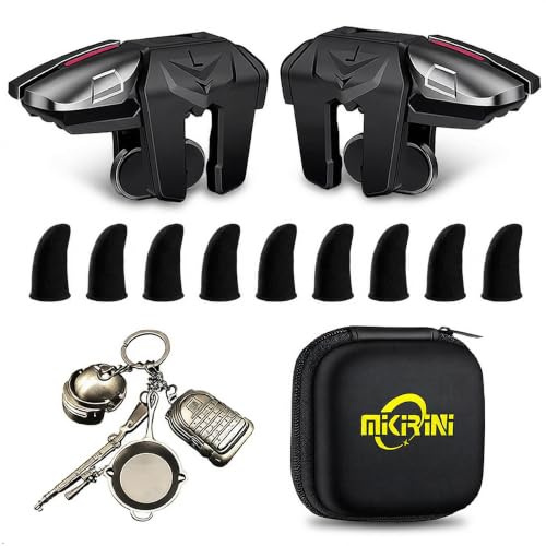 Mikirini 13 in 1 Mobile Gaming Combo Kits, L2R2 4 Triggers Cell Phone Controller for iPhones/Android Phones, compatible with PUBG/Fortnitee/Call of Duty/Knives Out/Apex Legends Mobile
