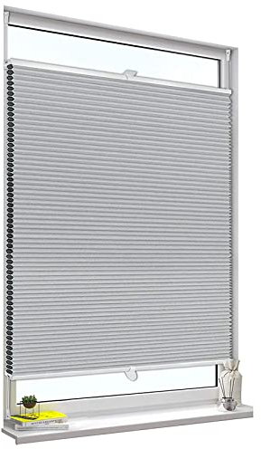 DLLY Verdunkelungs Wabenplissee, Plissee Fensterrollo Jalousie, Waben-plissee Von Oben Nach Unten, Faltrollo Klemmfix, Wabenplissee Mit 20-120cm Breite,Grey-70x150cm/27.6 * 59in