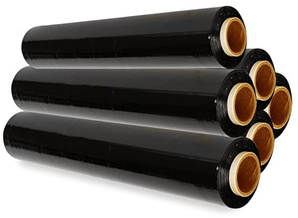 Lot de 6 rouleaux de film rétractable pour palettes Noir 40 cm x 150 m