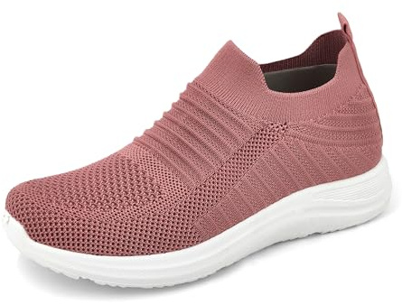 JOMIX Scarpe Senza Lacci Donna Estive Comode Leggere Traspiranti Casual Sneakers Slip On Ginnastica Camminata PD2403 Rosa, 41