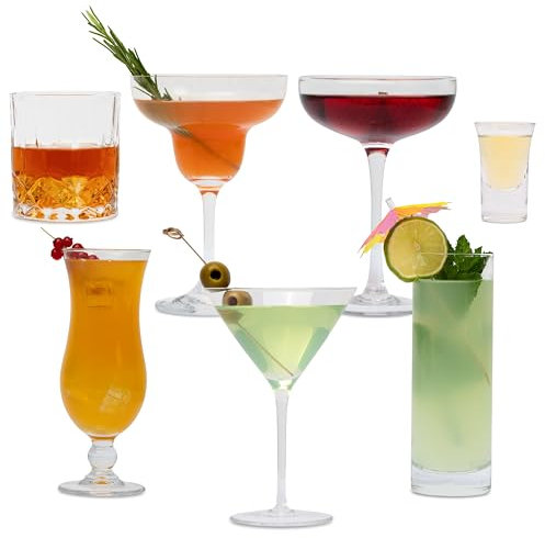 Mixit Cards Cocktail Gläser Set 14-teiliges Set mit verschiedenen Gläsern | Hochwertig und langlebig | Spülmaschinenfest und vielseitig einsetzbar | Ideal für Zuhause und Gastronomie