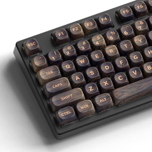 MOA Profile Wood Grain PBT Keycaps, Retro Walnut Textures Custom Keycaps