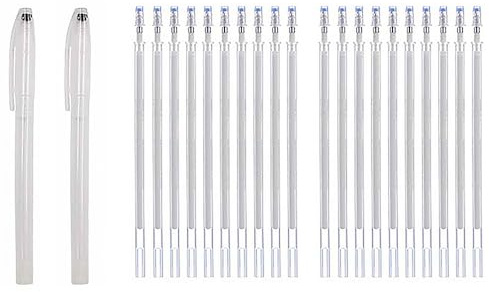 TopHomer 2 stylos à encre effaçable à la chaleur pour textile, stylo blanc à disparition thermique avec 20 recharges pour cuir, tissu, matelassage, confection