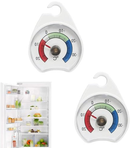 2 Pcs Fridge Freezer Thermometer, Dial Refrigerator Thermometer, Fridge Analogue for Temperature Control, Fridges Thermostat with Coloured Zones, Error range: ±2 degrees