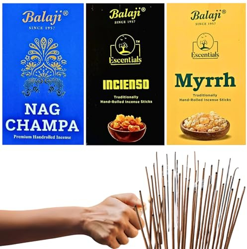 Inciensos Balaji Pack 3 Fragancias: Frankincense, Myrrh, Nag Champa