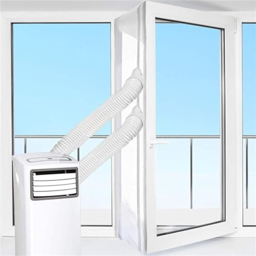 Entgoinggo AC Window Seal,Mobile Air Conditioning Door Drain Seal Kit,Double Hose with Zipper Window Seal for Balcony Terrace Doors(4meter)
