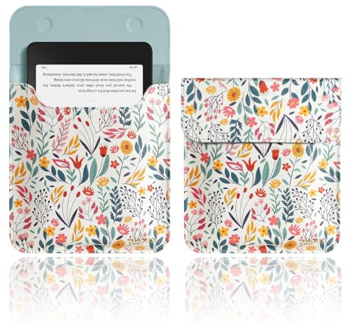 TiMOVO Sleeve Case for 7/6.8 E-Reader Book, Paperwhite(12th/11th Generation-2024/2021) & Colorsoft Signature Edition, Protective Pouch Bag Cover for Kobo Devices, Flowers