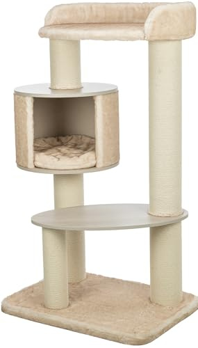 Trixie Klösträd XXL Kiara, stort klösträd med mysig grotta 135 cm, kräm, klösträd för katter, bekvämt och stabilt – 48152