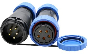ZBLZGP Lödfri IP68 TY32 5-stifts vattentät kontakt, 45 A kraftig panelmontering plugguttagsset, 10 AWG snabbkoppling för billedningar, solkraft, utomhusutrustning
