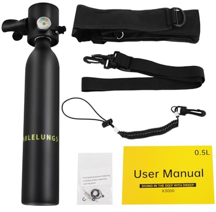 KIGNIEK Mini bouteille de plongée 0,5 l, bouteille d'oxygène, petite bouteille de plongée, équipement de plongée, petite bouteille de plongée, réservoir d'oxygène de plongée portable, pour la pratique