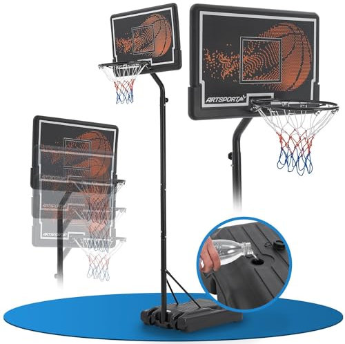 ArtSport Outdoor Basketballkorb mit Ständer & Rollen - höhenverstellbar 255-305 cm Korbanlage Erwachsene Kinder Basketballanlage Basketballständer