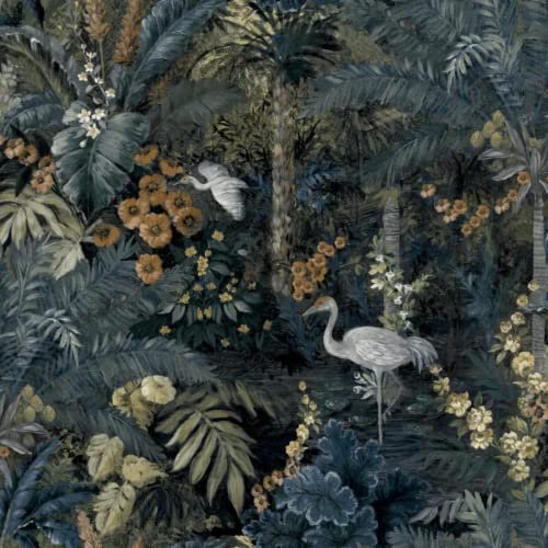 Holden Decor Jungle Paradise Wallpaper Navy Statement Feature Wall