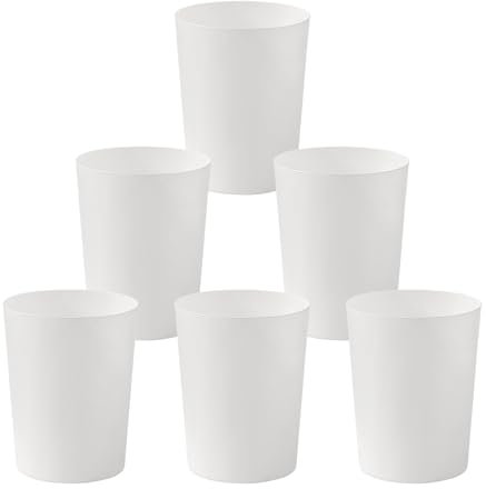 Cetomo Lot de 6 corbeilles de 7,2 l x 6 - Pour salle de bain, cuisine, bureau à domicile, dortoirs - Blanc
