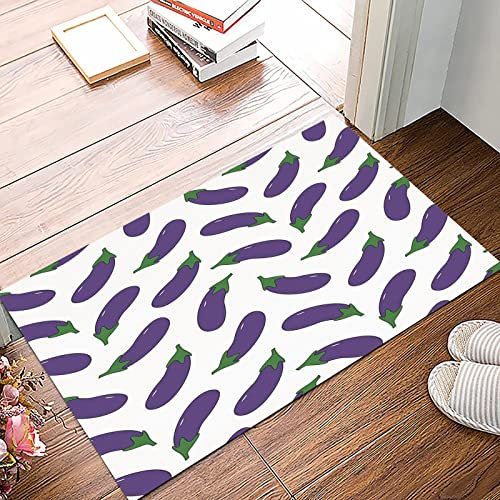 Badematte 50x80cm, Rutschfeste Badteppich, Aubergine, lecker und lustig Auberginen Kid Friendly Zeichnung nahrhafte Mahlz,Mikrofaser Badvorleger mit, Wasserabsorbierende Weiche teppiche für Badezimmer